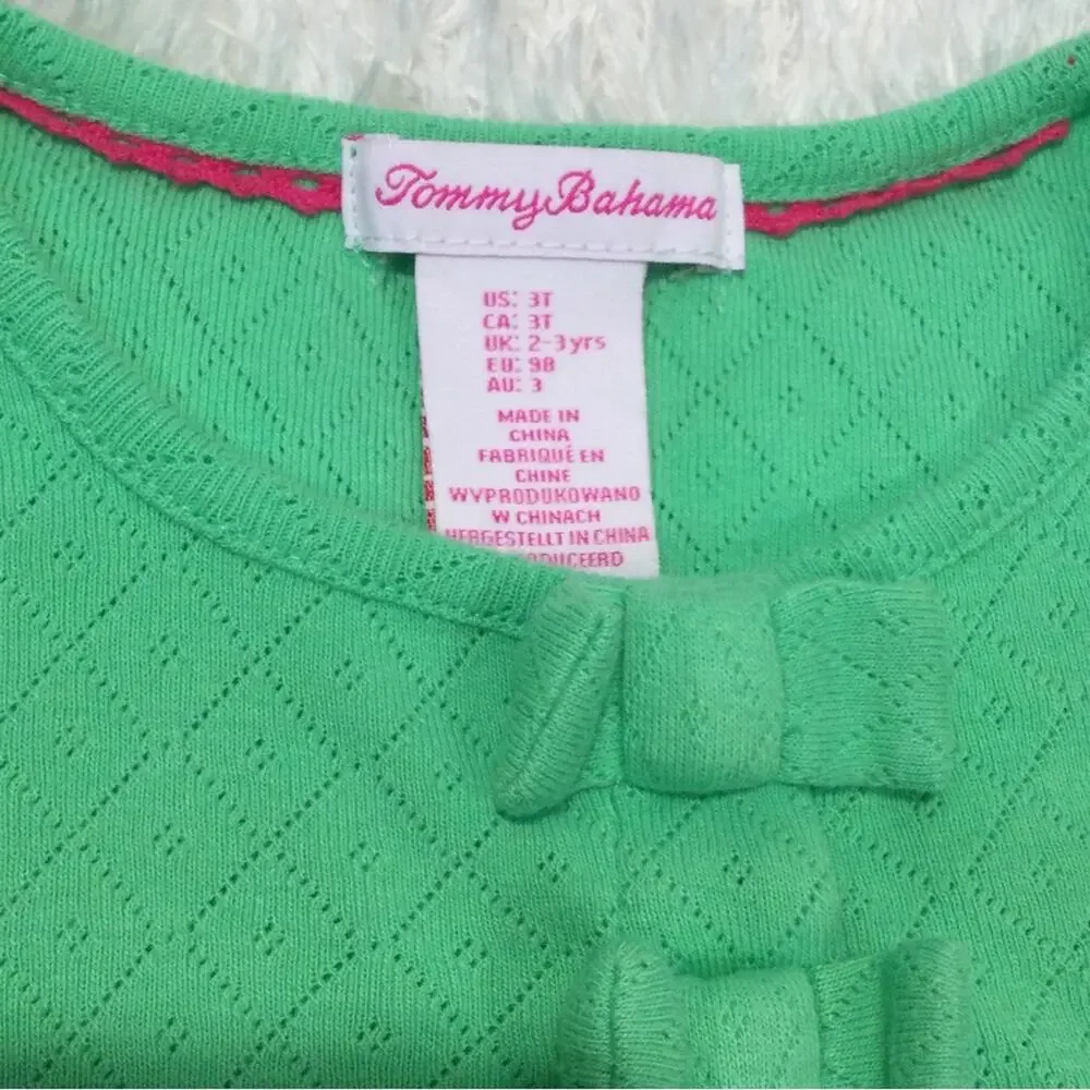 Tommy Bahama Girls Green Cardigan With Sleeveless Turtle Print Dress Size 3T